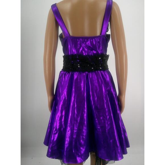 Dance Costume Revolution 0507 Large Child Purple Dress Jazz Tap Sequins Pageant - Picture 3 of 4